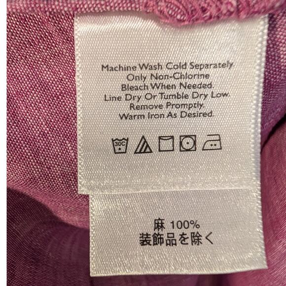 Eddie Bauer Linen Blouse Kaftan Tunic Embroidered Lagenlook Coastal - Size XLT - Picture 7 of 8